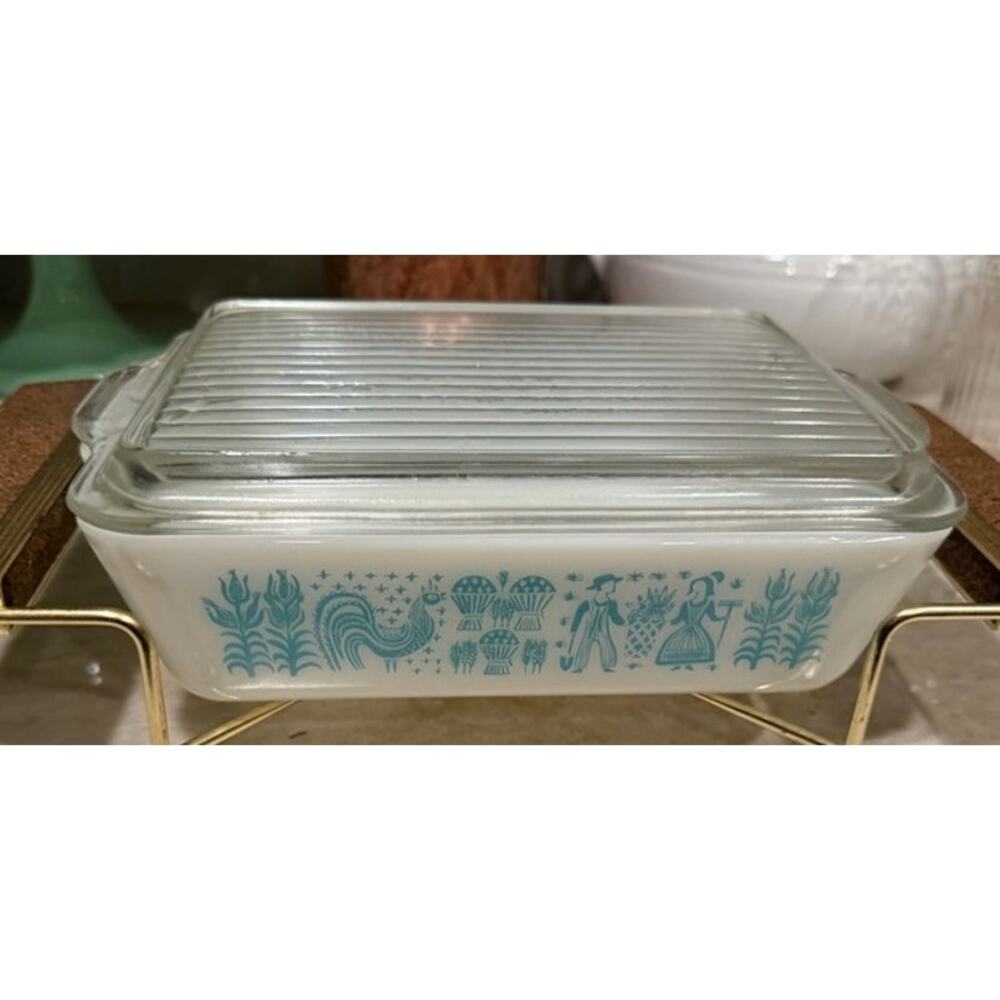 Vintage Pyrex 50’s Amish Butterprint rectangle refrigerator dish #33